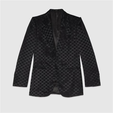 veste gucci homme noir|Veste habillée en coton et viscose GG en noir .